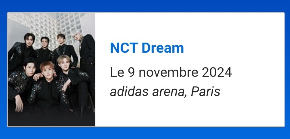 NCT dream Arena Paris 2024 billetterie