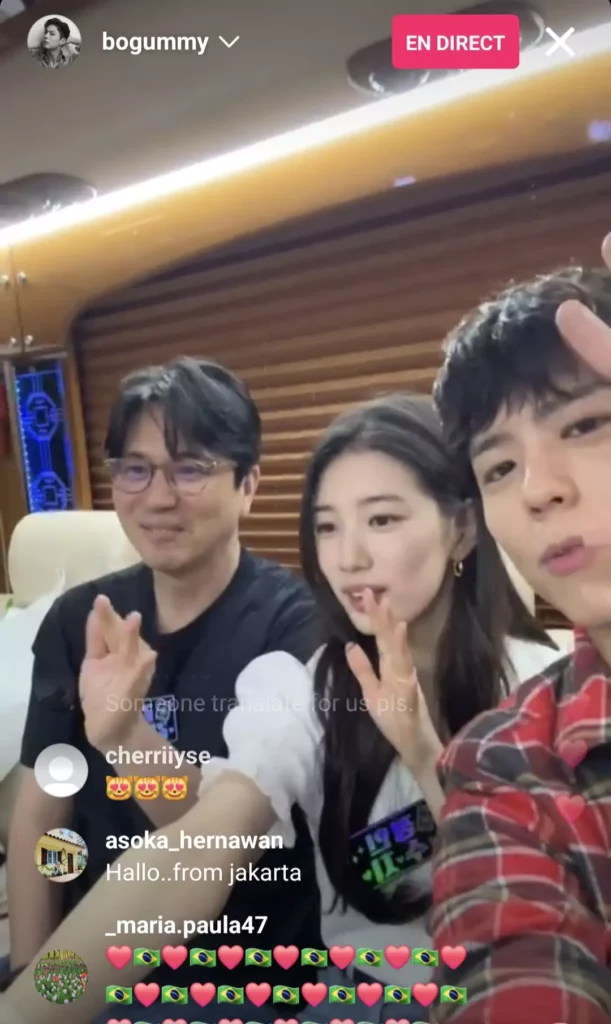 instalive du 09 juin 2024 pour la sortie de Wonderland Park Bo-gum, Bae Suzy, Kim Tae-yong