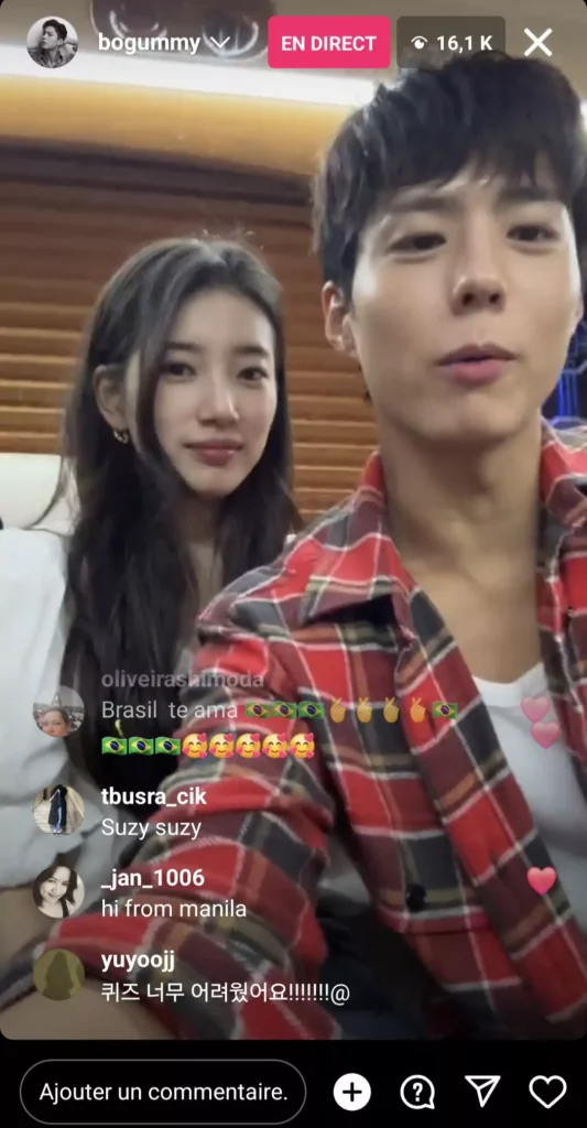 instalive du 09 juin 2024 pour la sortie de Wonderland Park Bo-gum, Bae Suzy